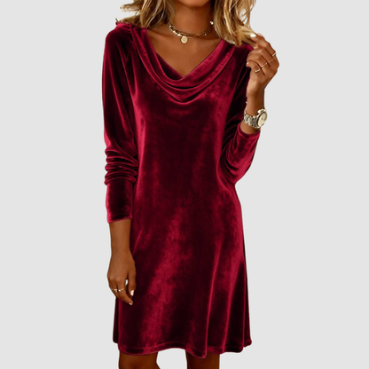 Stephanie – Velvet Cowl Neck Midi Dress