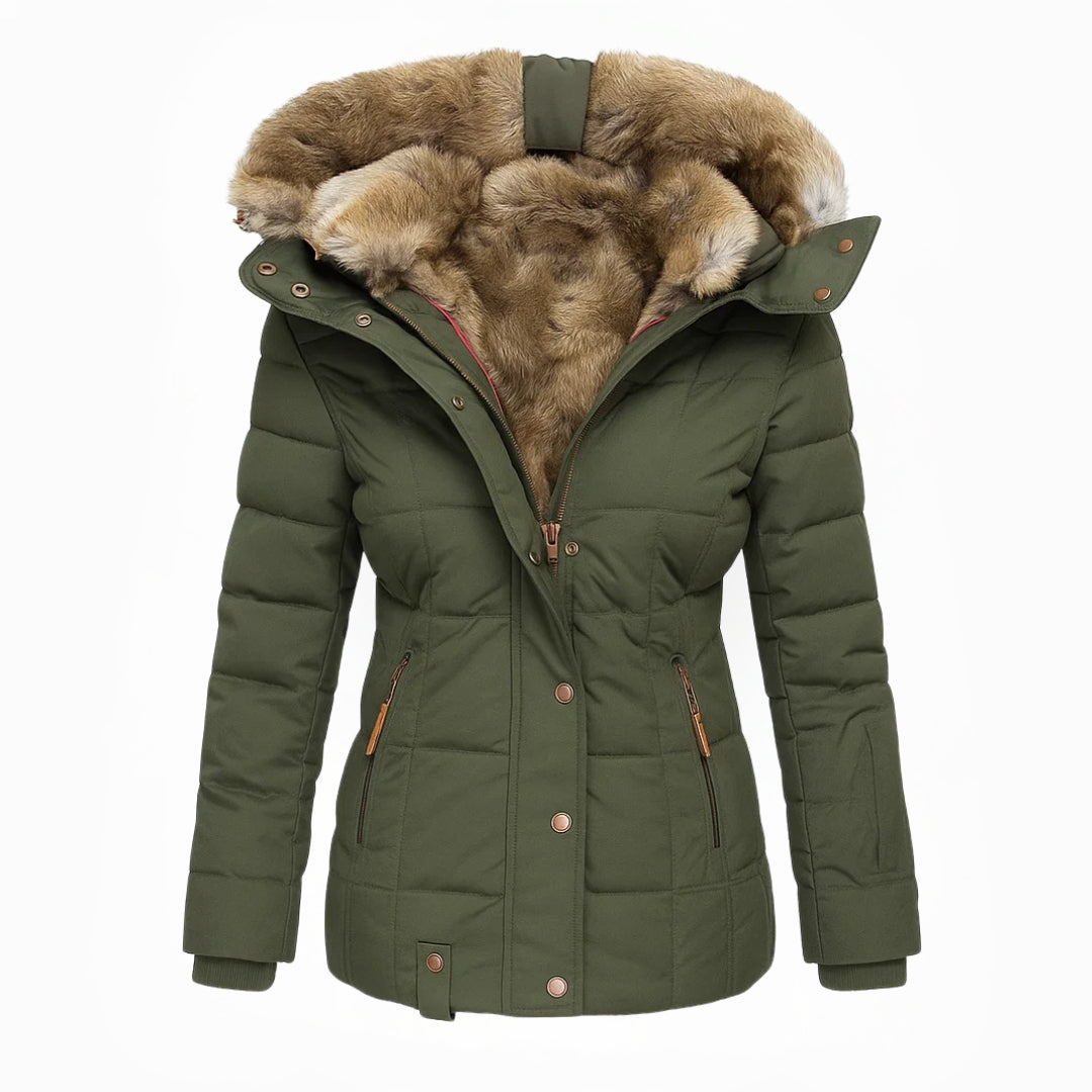 Robin – Quilted Winter Coat with Fur Hood