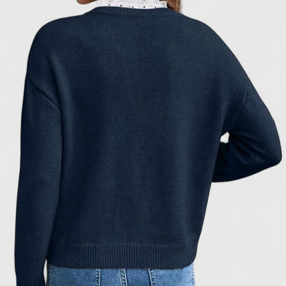 Georgette – Lace-Trim V-Neck Knit Jumper