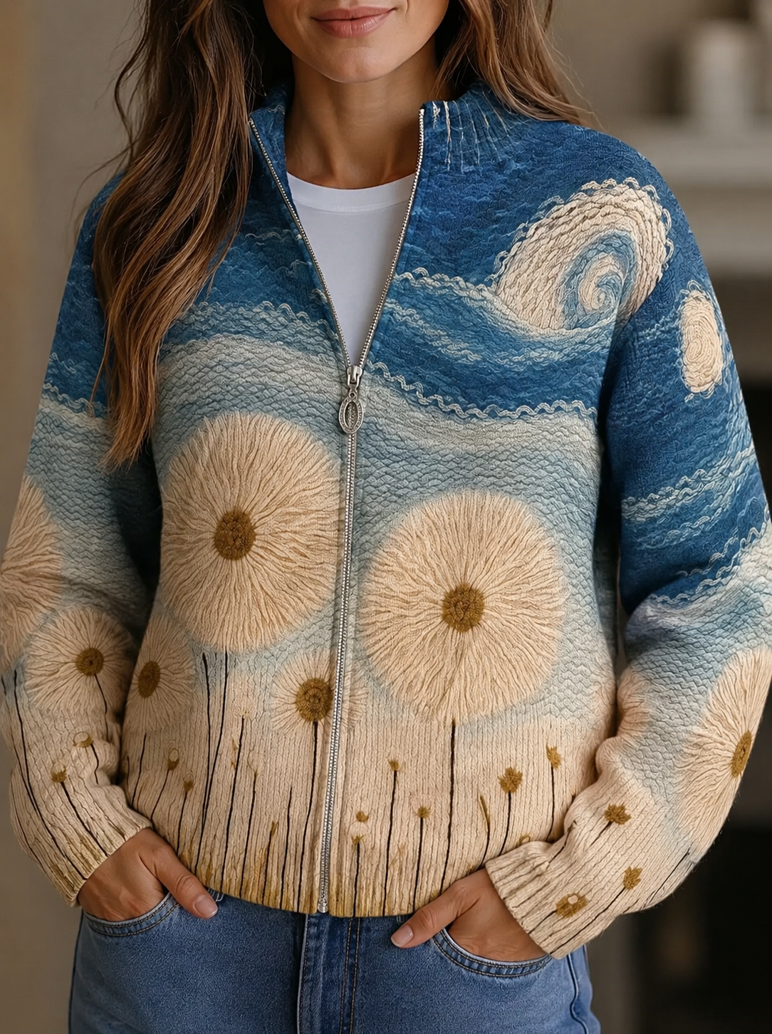 Thelma – Meadow Scene Zip-Up Jacket