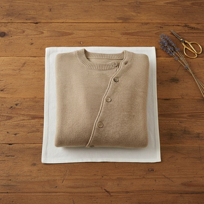 Faye – Knit Cardigan with Diagonal Button Closure