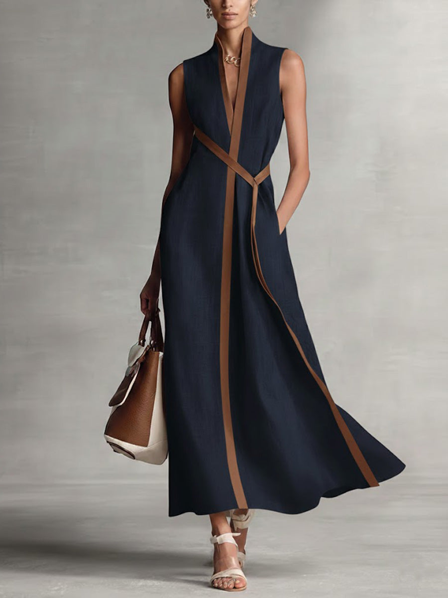 Ruby – Contrast Trim Sleeveless Maxi Dress