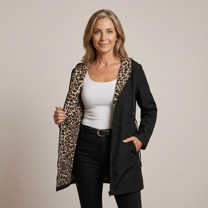 Lorraine – Reversible Hooded Jacket with Leopard Lining
