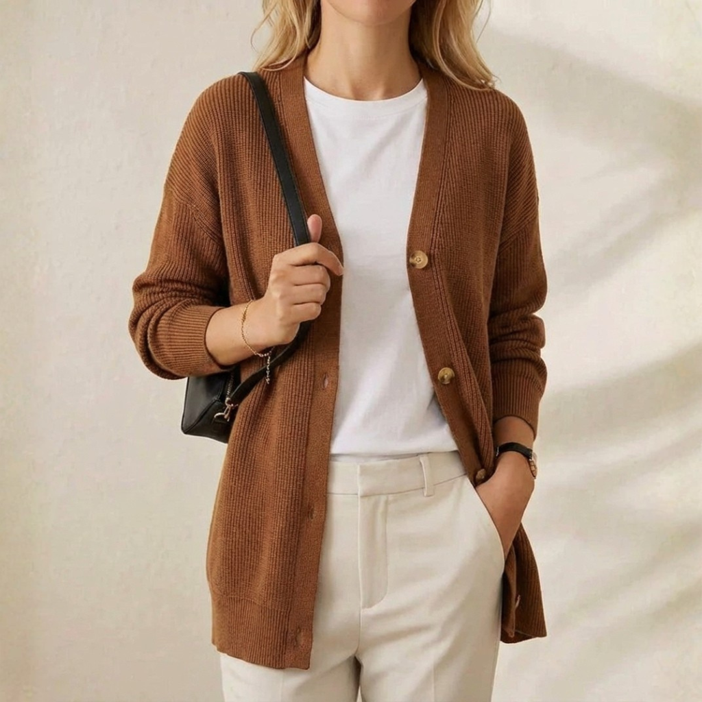 Lori – Longline Button-Front Knit Cardigan