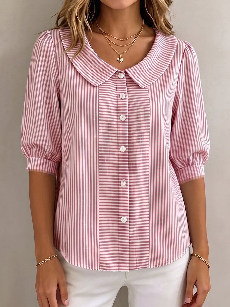 Bonita – Striped Peter Pan Collar Blouse