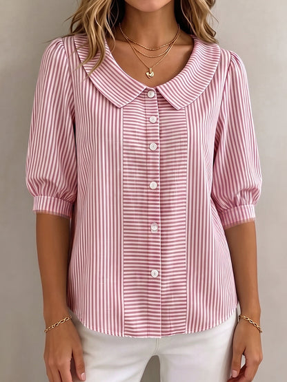 Bonita – Striped Peter Pan Collar Blouse