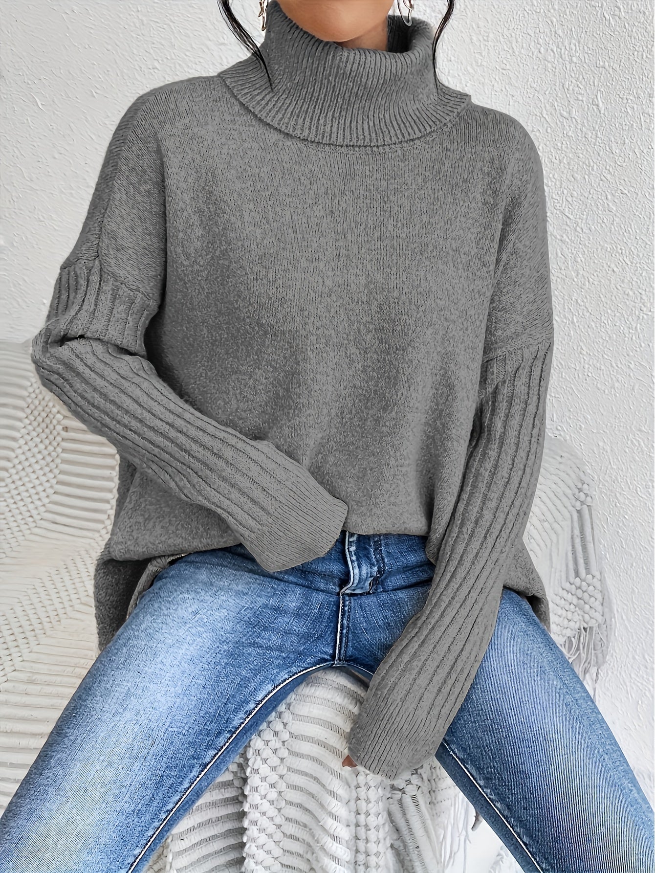 Karen – Oversized Turtleneck Knit Jumper