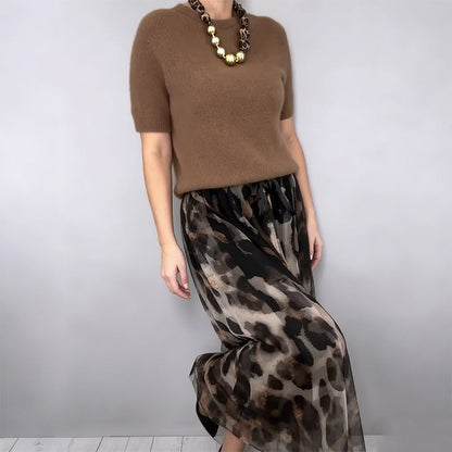 Precious | Leopard Flowy Skirt and Jumper Set