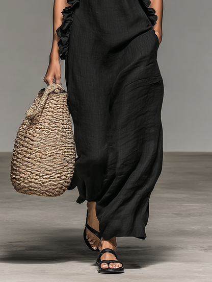 Gladys – Ruffle Halter Maxi Dress