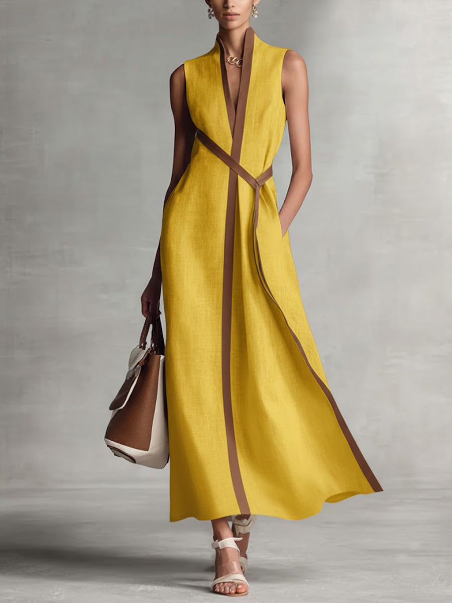 Ruby – Contrast Trim Sleeveless Maxi Dress