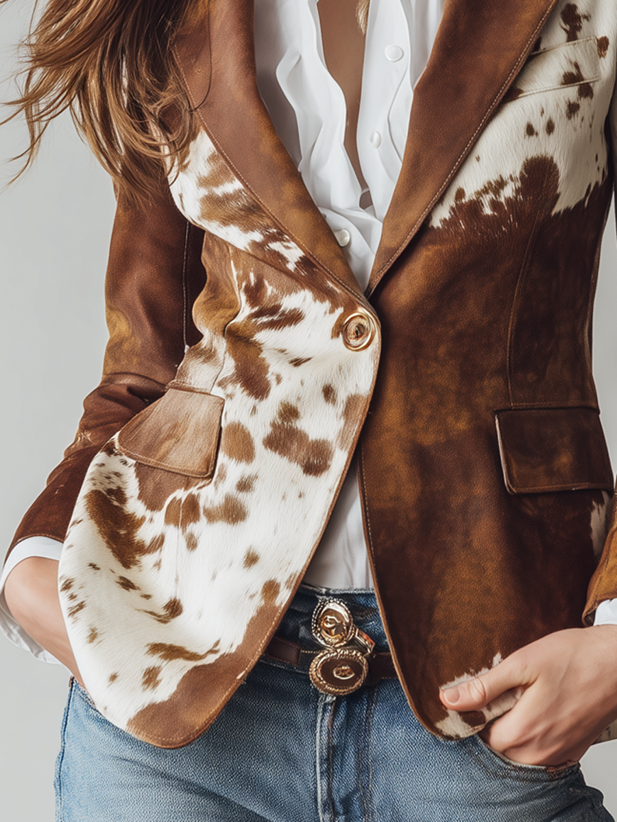 Doris – Cowhide Print Tailored Blazer