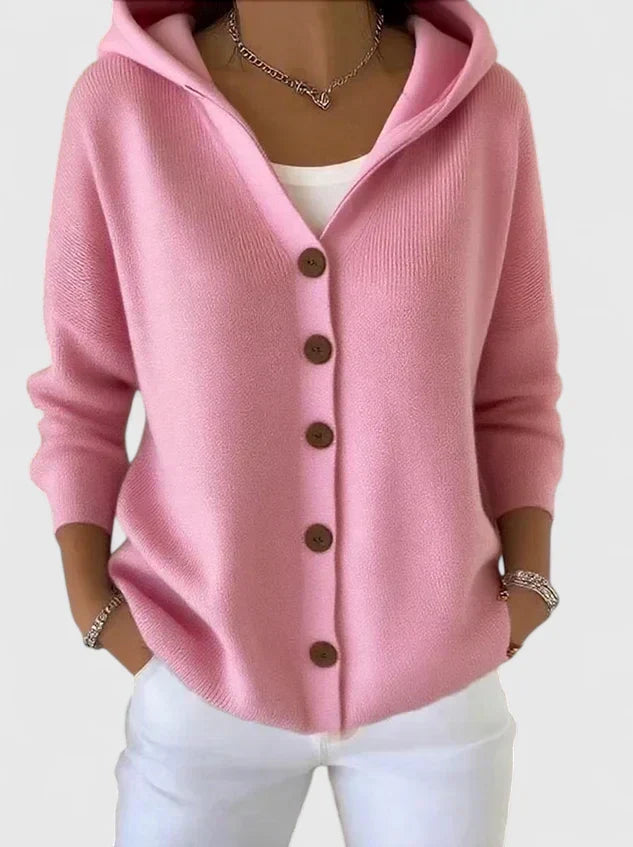 Marilyn – Hooded Button-Down Knit Cardigan