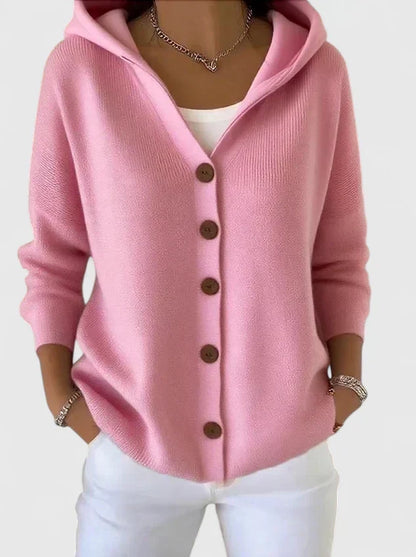 Marilyn – Hooded Button-Down Knit Cardigan