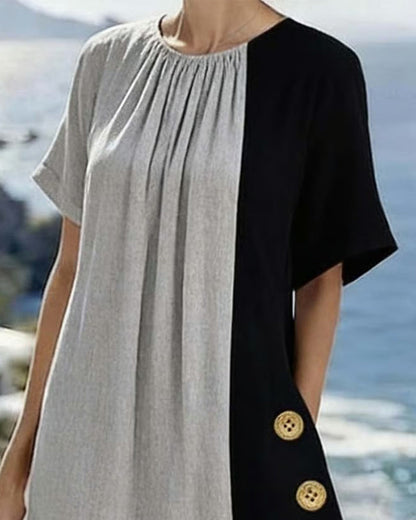 Ophelia – Contrast Panel Midi Dress
