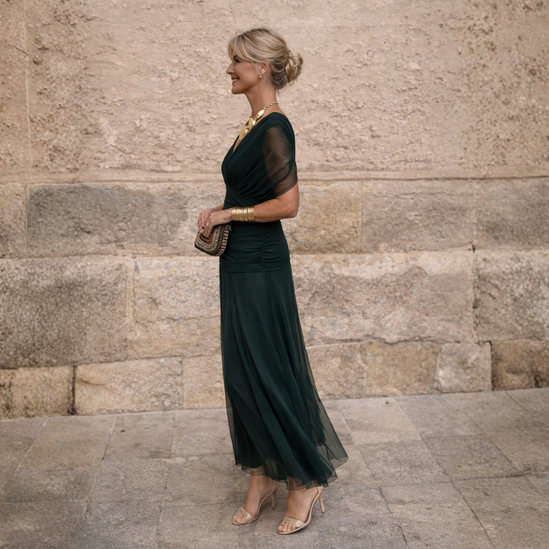 Mikaela – Draped Chiffon Maxi Dress
