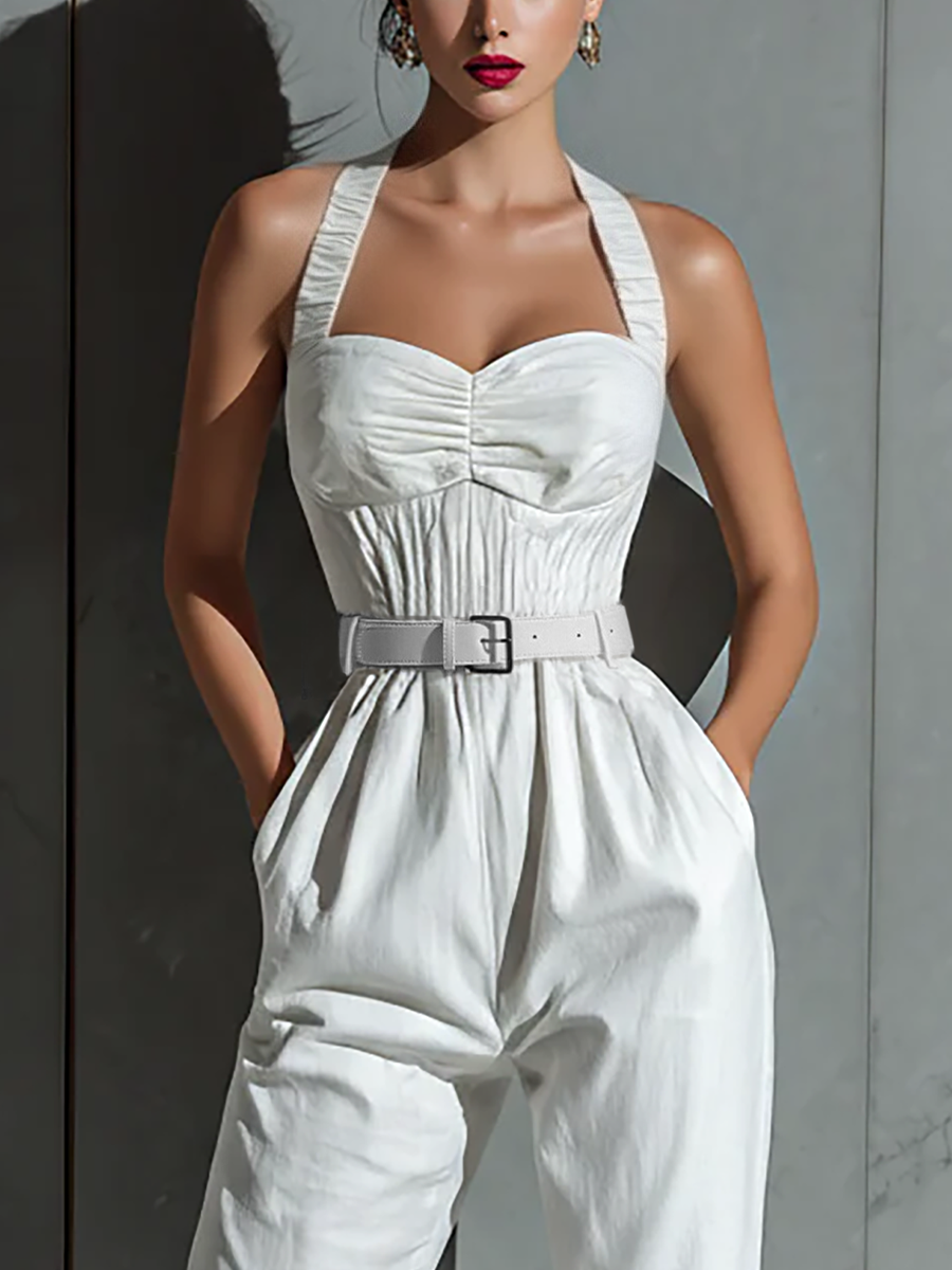 Sheila – Halter Neck Belted Jumpsuit