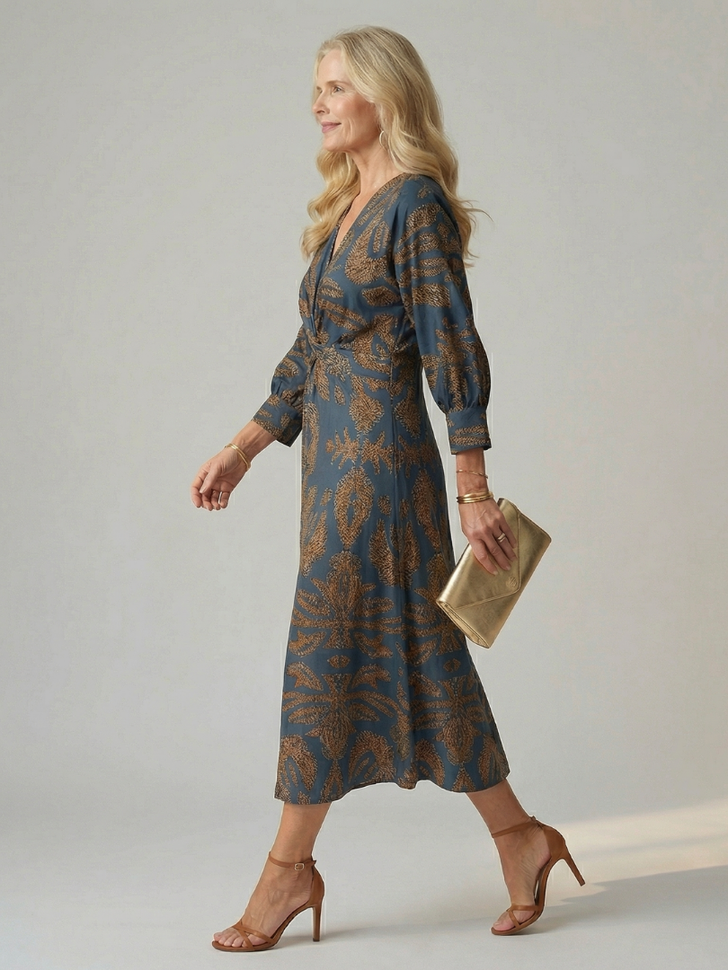 Mikayla | Natural Wrap Midi Dress