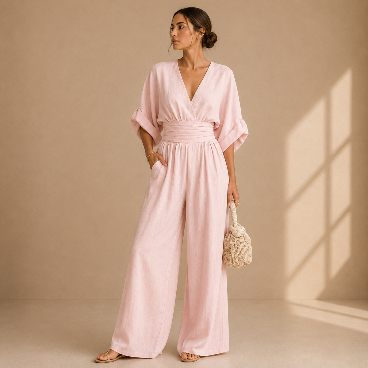 Alexandra – Wide-Leg Wrap Jumpsuit