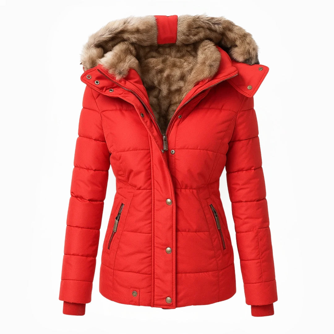 Robin – Quilted Winter Coat with Fur Hood