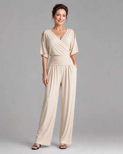 Camille | Cold-Shoulder Wrap-Waist Jumpsuit