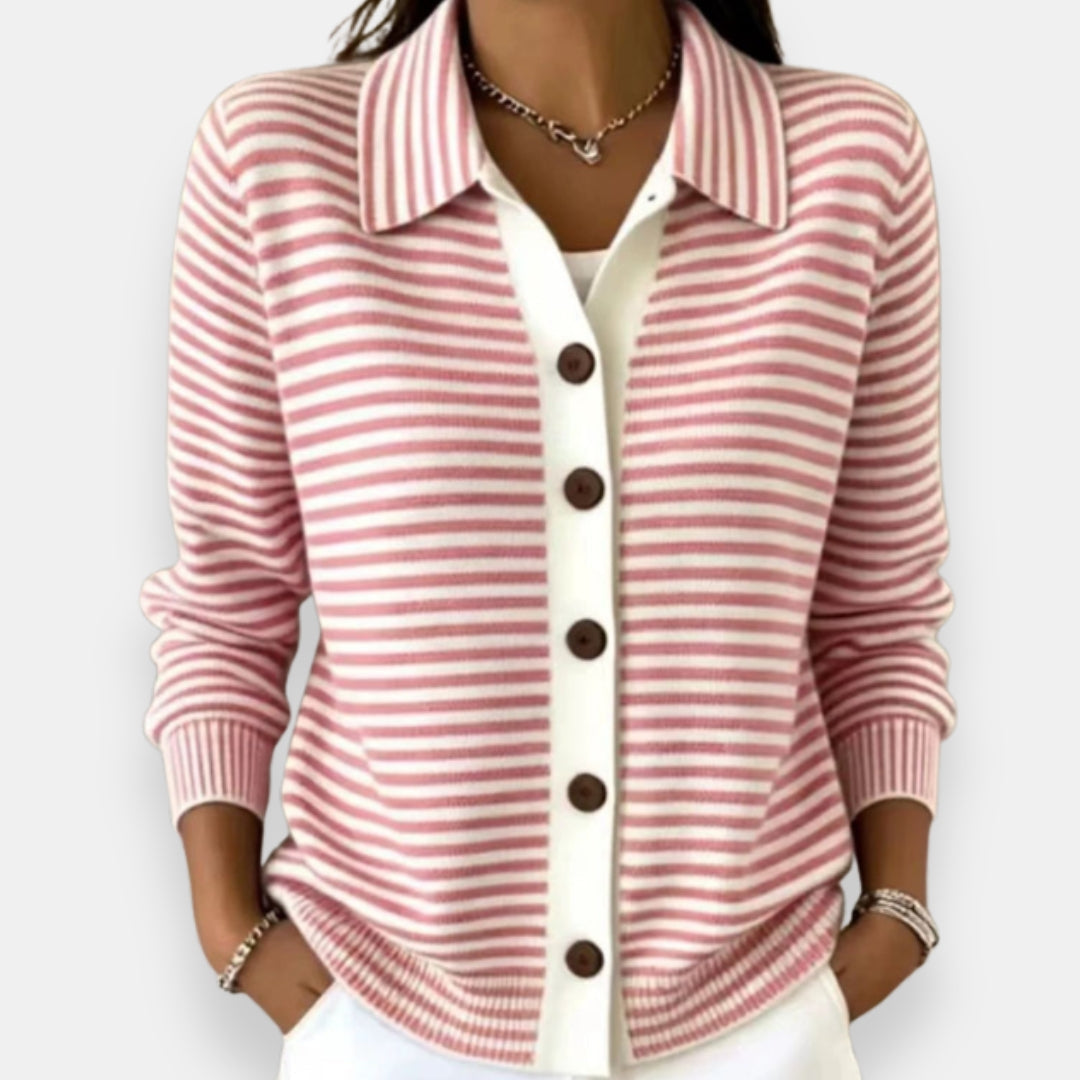 Margaret – Striped Button-Down Cardigan