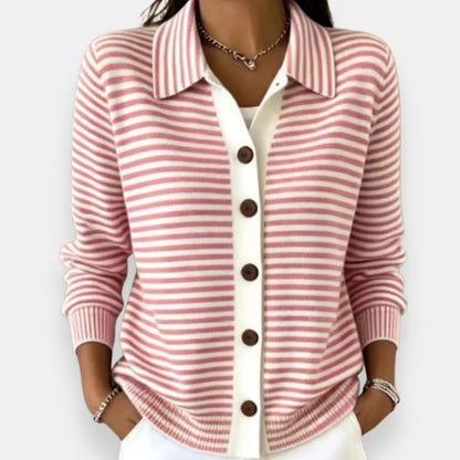 Margaret – Striped Button-Down Cardigan