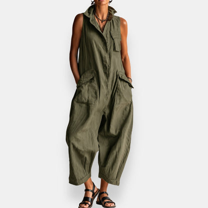Victoria – Sleeveless Cargo Jumpsuit