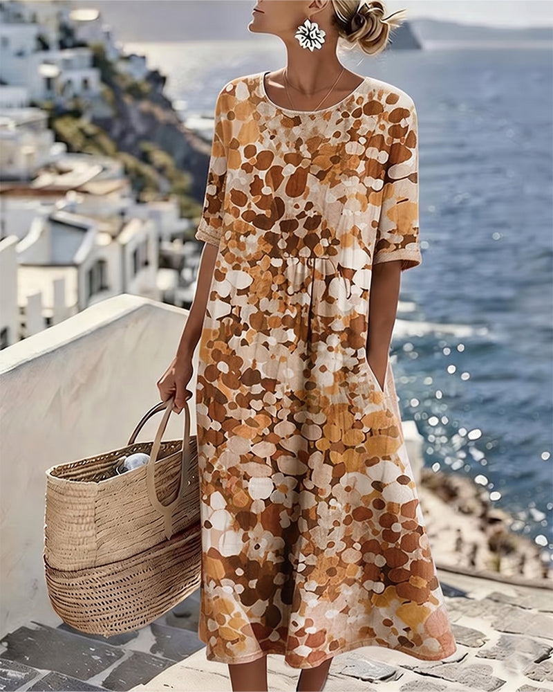 Jennifer – Abstract Floral Print Midi Dress