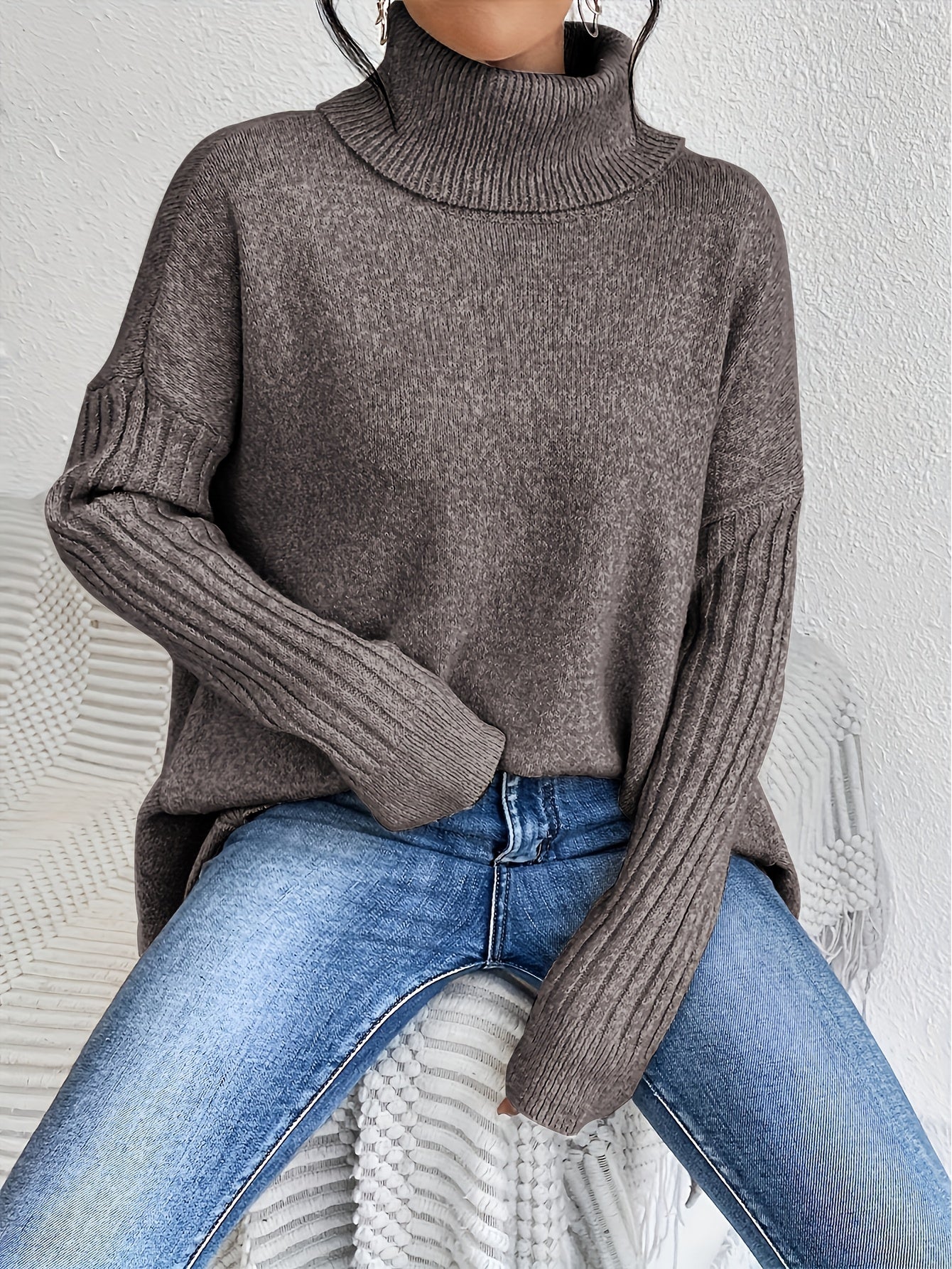 Karen – Oversized Turtleneck Knit Jumper