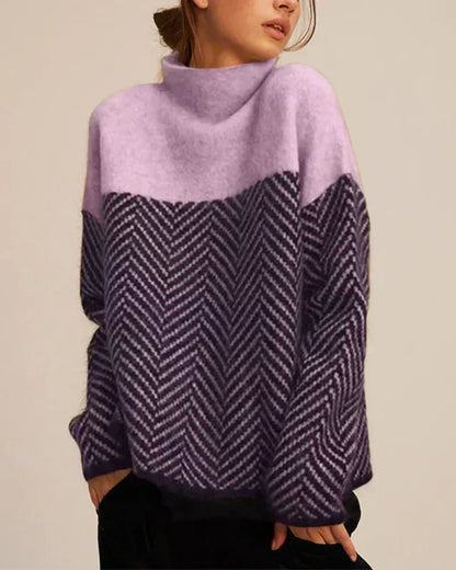 Rhonda – Herringbone Turtleneck Jumper