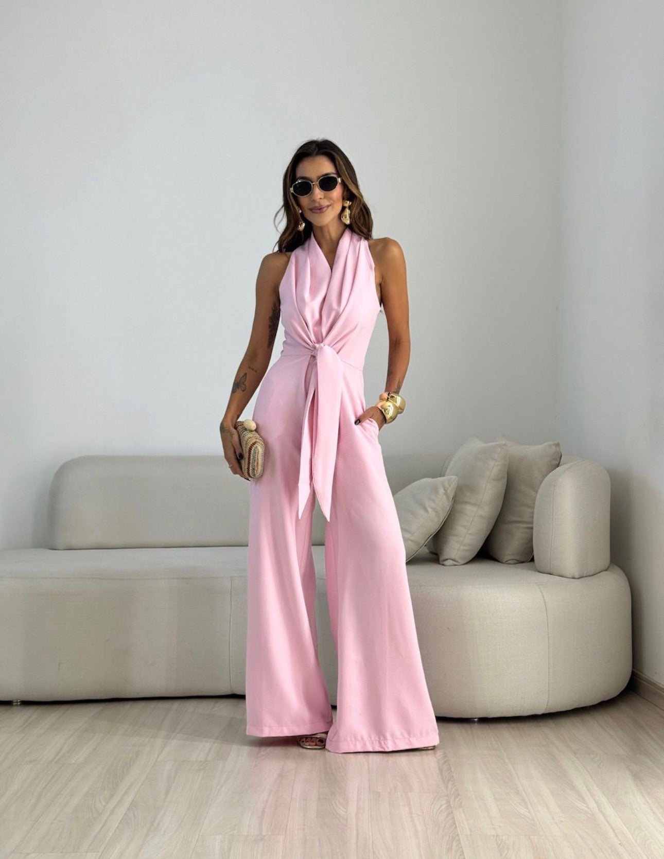 Rachel – Halter Neck Wide-Leg Jumpsuit