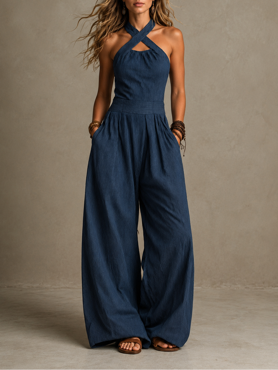 Jodi – Wide-Leg Halter Jumpsuit