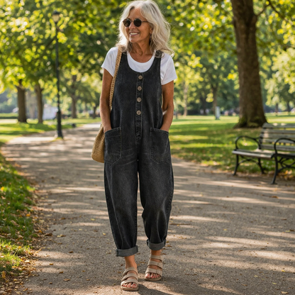 Tara – Relaxed Denim-Look Overalls
