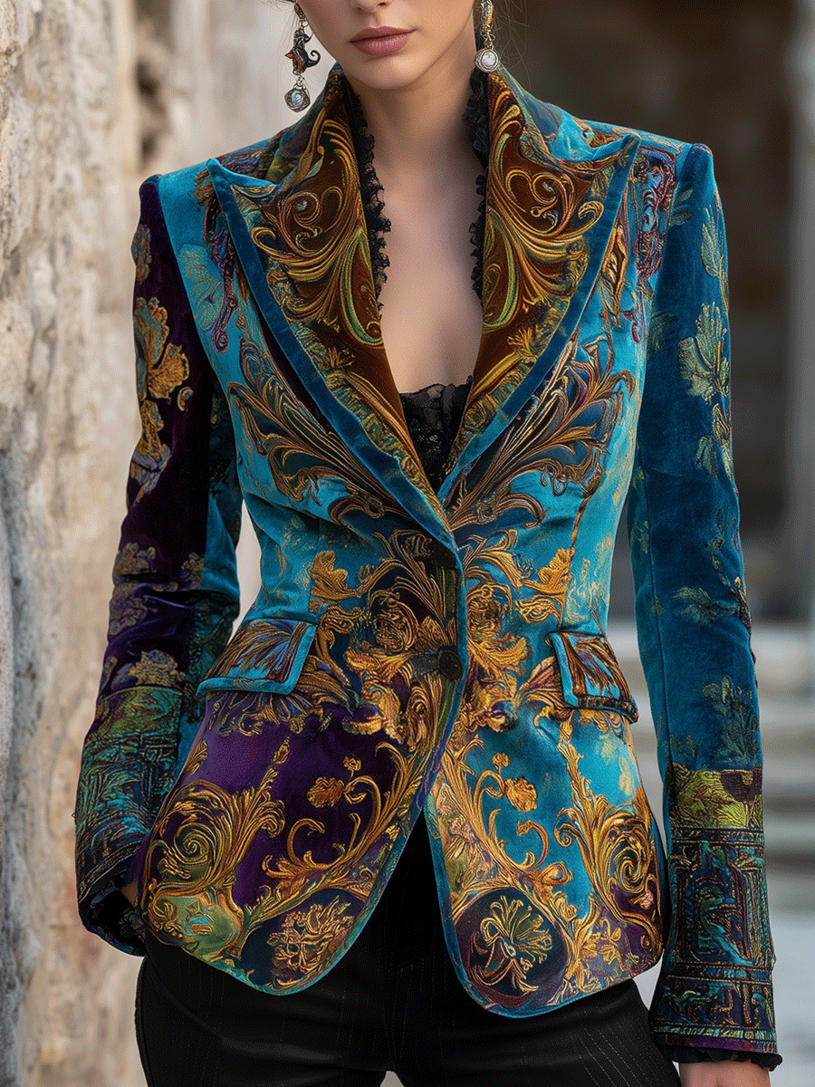 Clarissa – Baroque Velvet-Look Tailored Blazer
