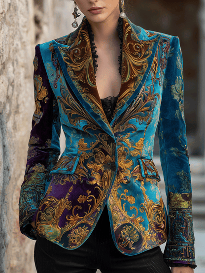 Clarissa – Baroque Velvet-Look Tailored Blazer