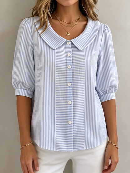 Bonita – Striped Peter Pan Collar Blouse