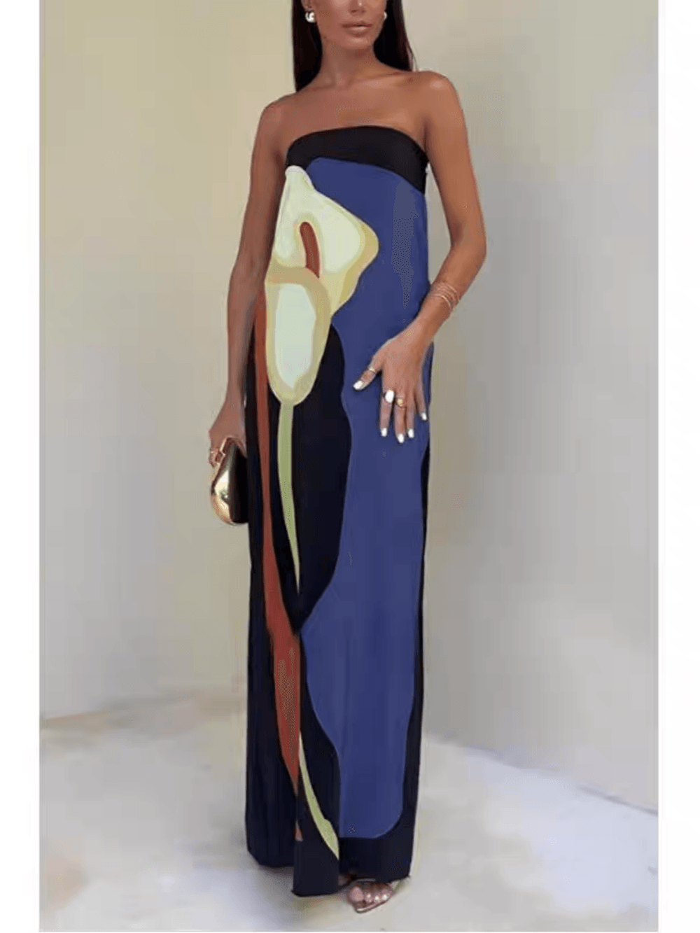 Nala | Coastal Chic Strapless Printed Maxi Party Dress