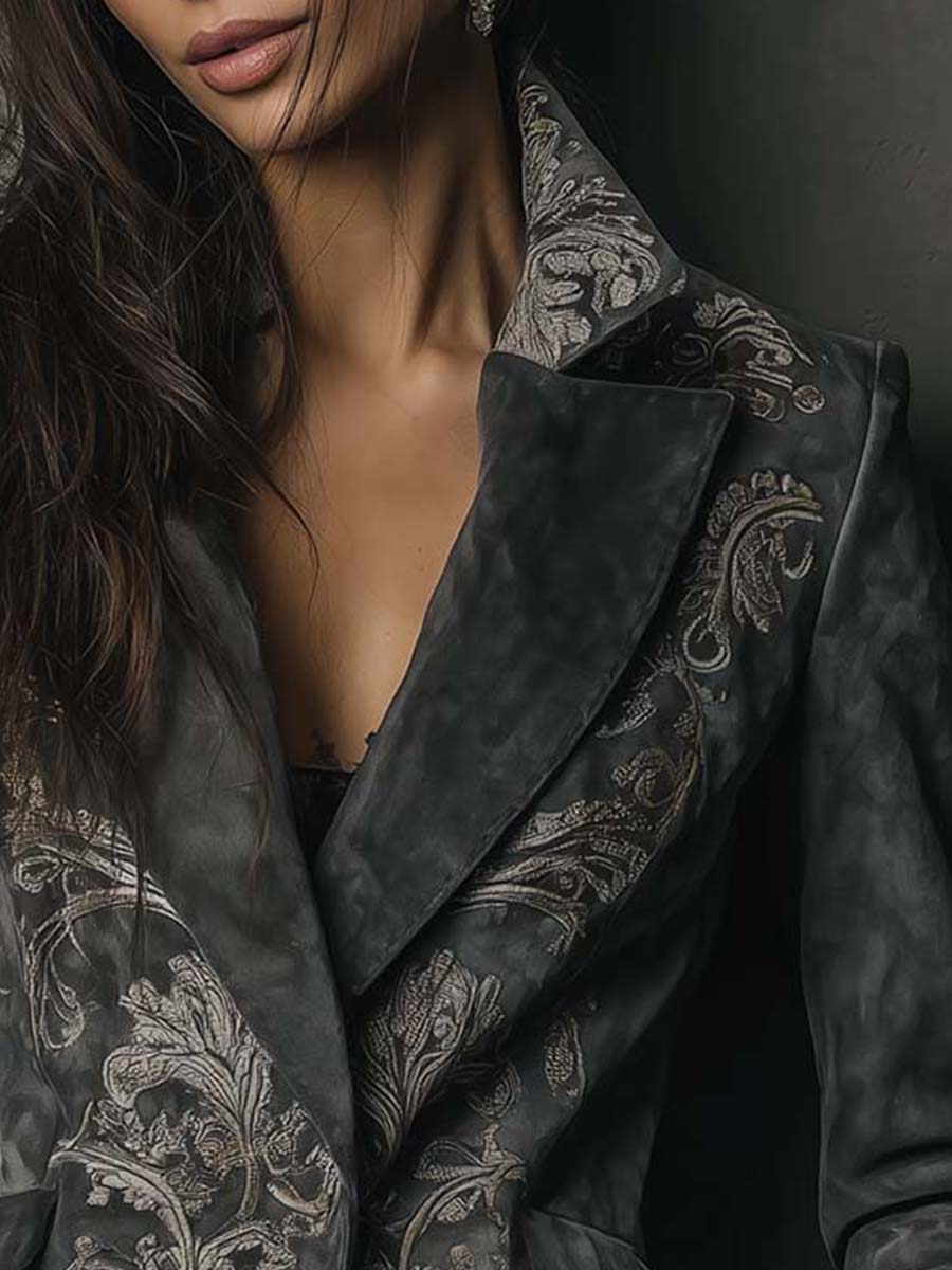 Reba – Embossed Floral Tailored Blazer