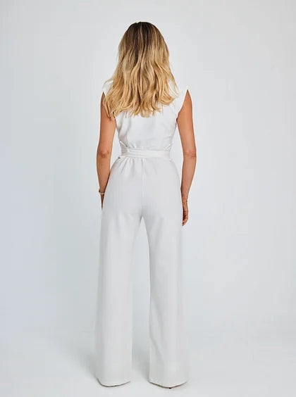 Elvira – Sleeveless Belted Wide-Leg Jumpsuit