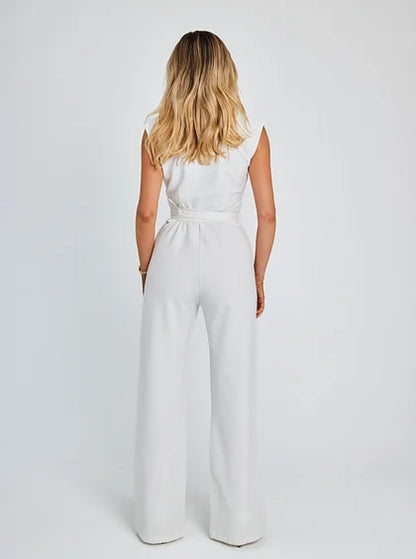 Elvira – Sleeveless Belted Wide-Leg Jumpsuit