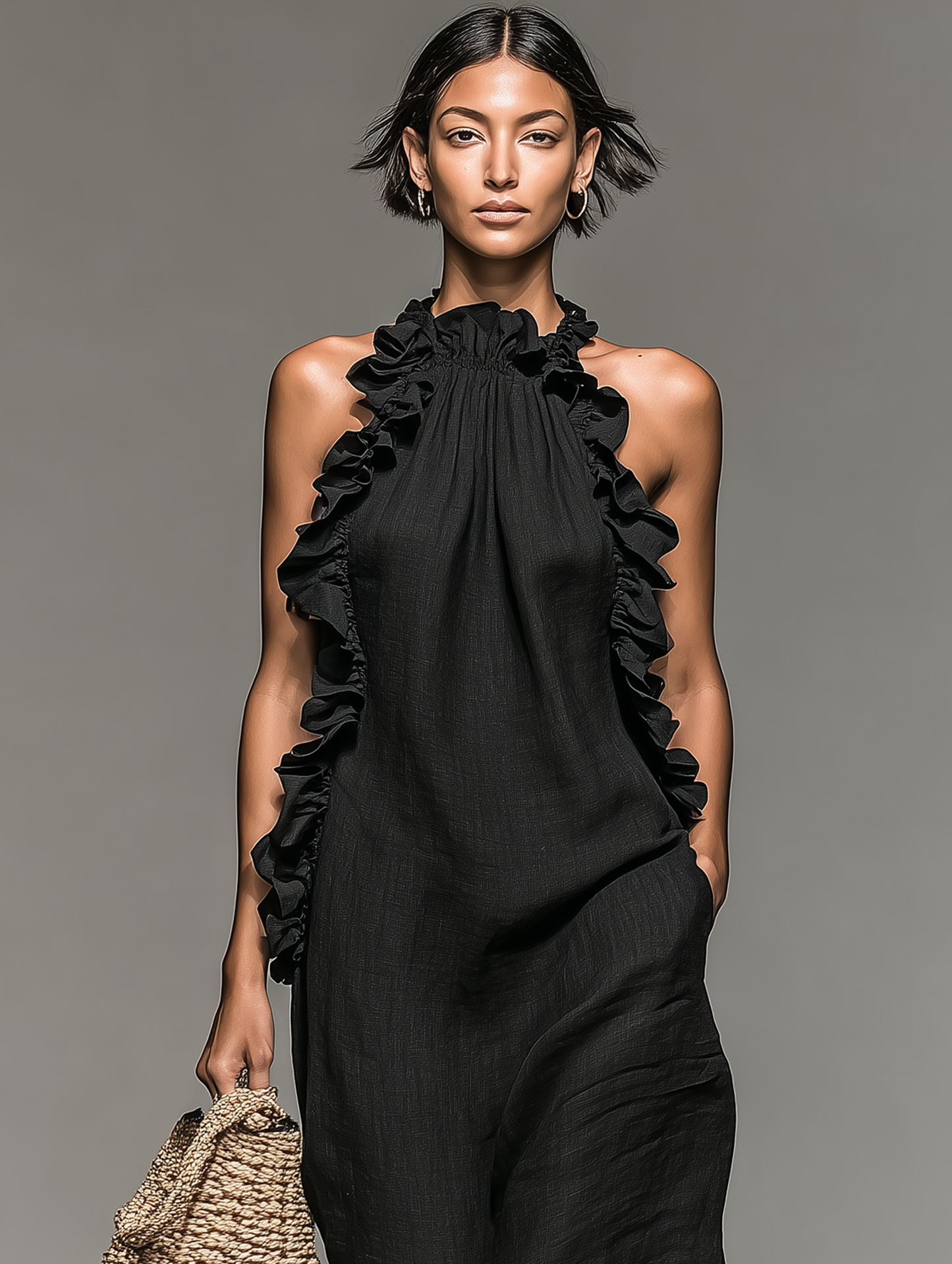 Gladys – Ruffle Halter Maxi Dress