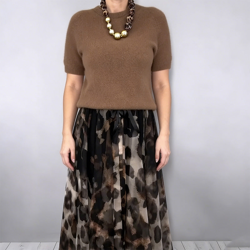 Precious | Leopard Flowy Skirt and Jumper Set