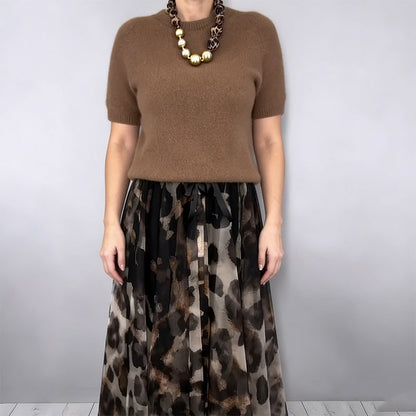 Precious | Leopard Flowy Skirt and Jumper Set