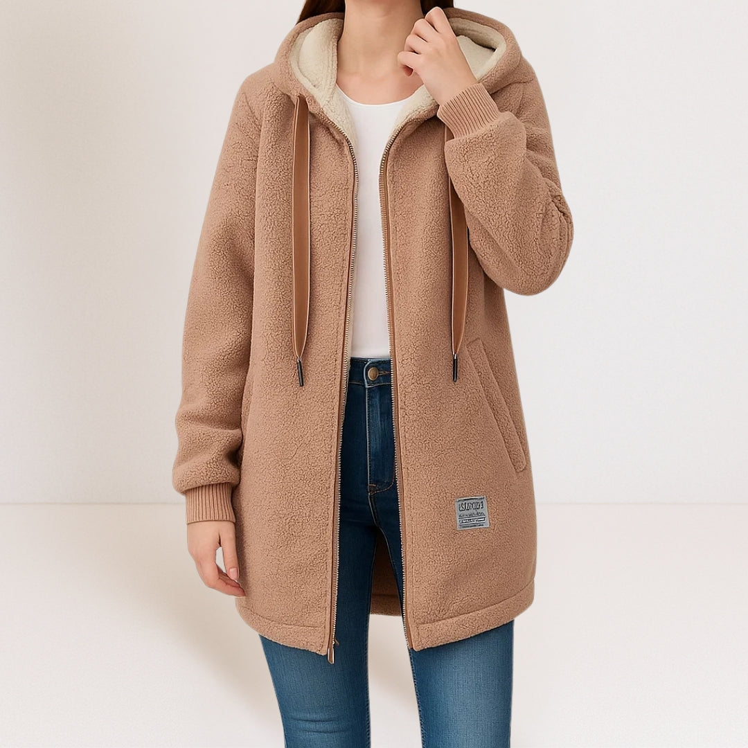 Bonita – Hooded Longline Teddy Fleece Coat