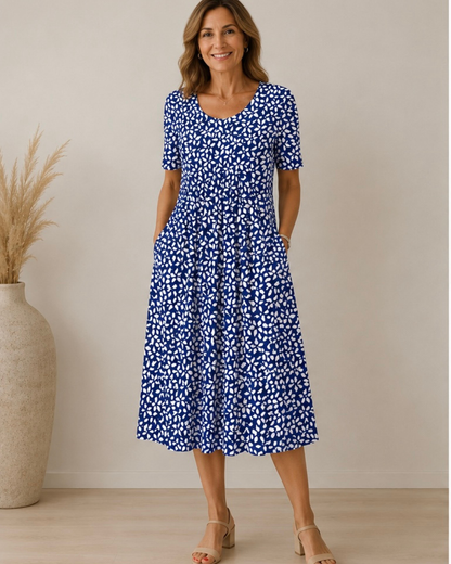 Fiona – Floral Midi Dress with Pockets