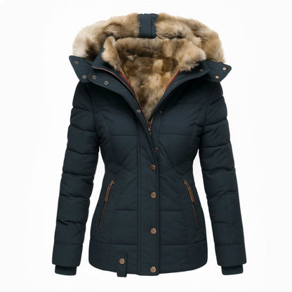 Robin – Quilted Winter Coat with Fur Hood
