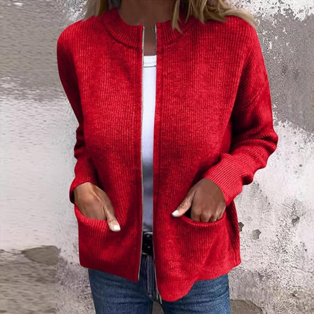 Corinne – Elegant Knit Zip-Up Cardigan