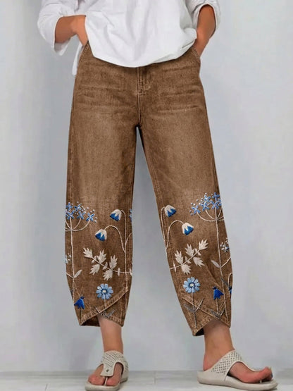 Fiona – Embroidered Relaxed-Fit Pants