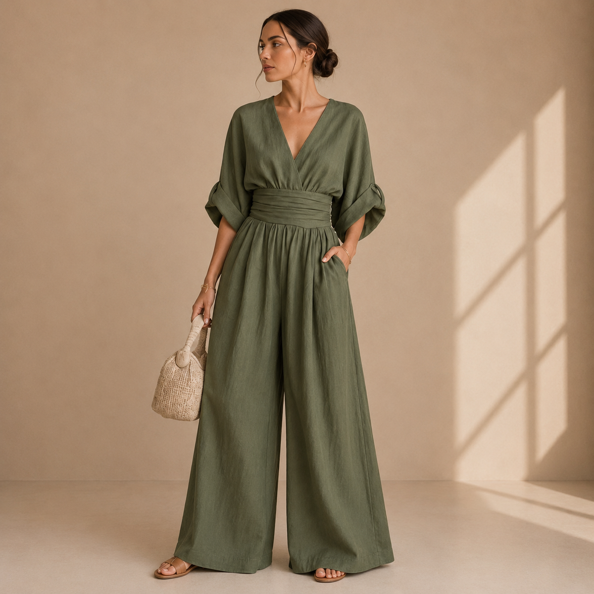 Alexandra – Wide-Leg Wrap Jumpsuit