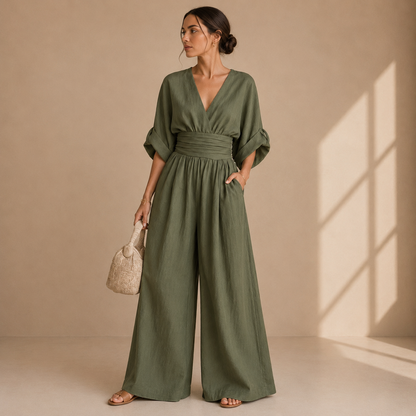 Alexandra – Wide-Leg Wrap Jumpsuit